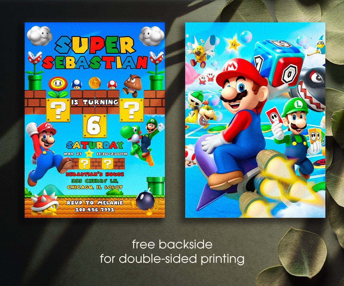Super Mario Bros customizable invitation template | Share or Print | QX181
