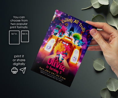 Trolls Poppy customizable invitation template | Share or Print | QI210