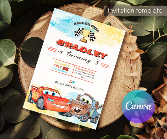 Cars Lightning McQueen customizable invitation template | Share or Print | boy | DM400