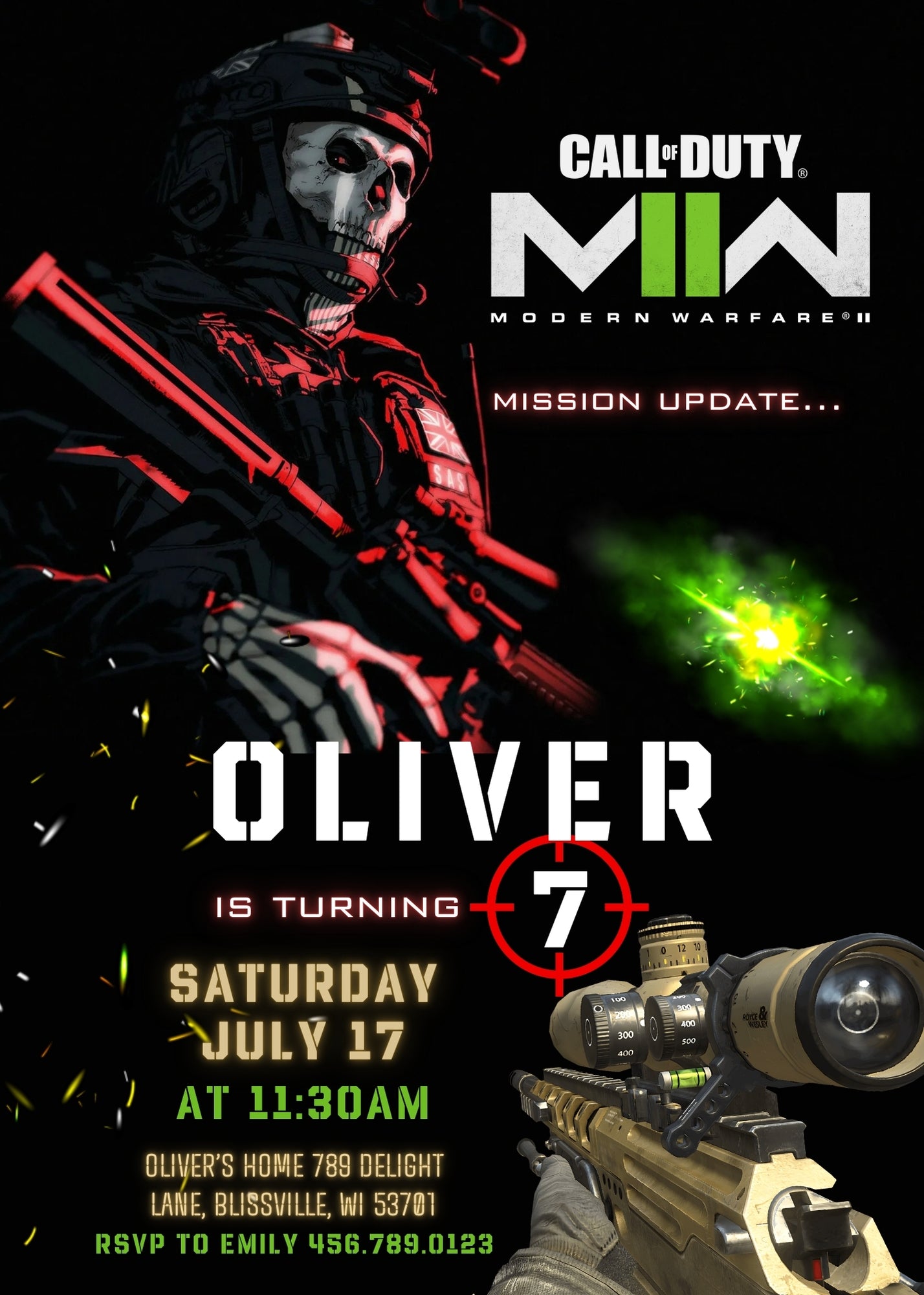 Call of Duty Gamer customizable invitation template | Share or Print | boy | PA295