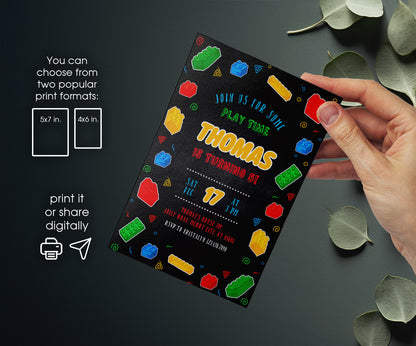 Lego customizable invitation template | Share or Print | CK317
