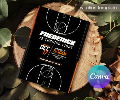 Basketball NBA Slam Dunk customizable invitation template | Share or Print | boy | FH268