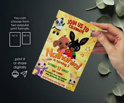 Bing Bunny customizable invitation template | Share or Print | ON724