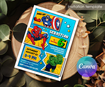 Avengers Marvel Superhero customizable invitation template | Share or Print | boy | IA253
