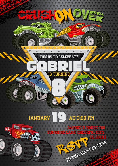 Monster Jam  Monster Truck customizable invitation template | Share or Print | boy | ST466