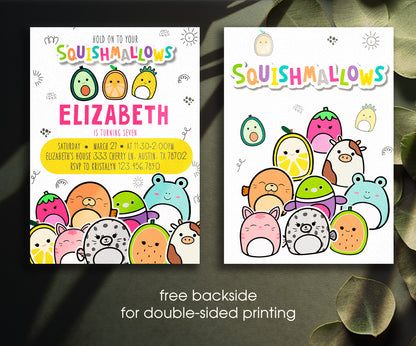 Squishmallows customizable invitation template | Share or Print | PY413