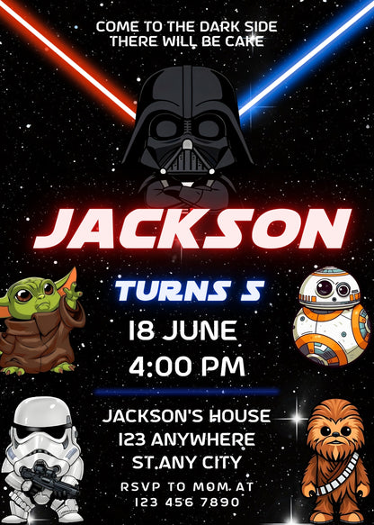 Star Wars Darth Vader Lego Minifigures customizable invitation template | Share or Print | HT376