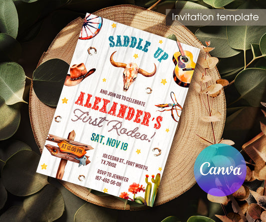 Cowboy Rodeo customizable invitation template | Share or Print | boy | VF046