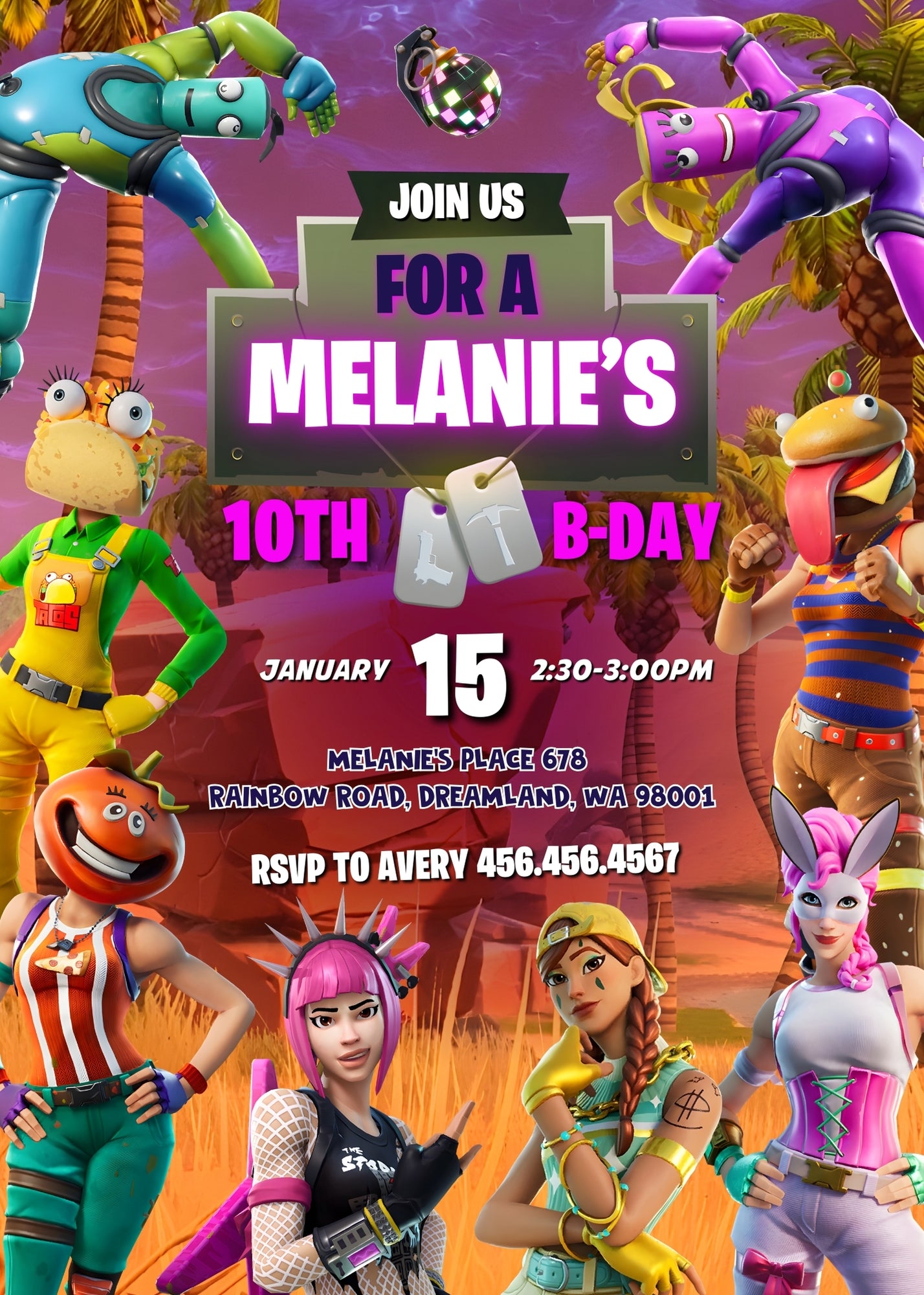 Fortnite Gamer customizable invitation template | Share or Print | boy | DY603