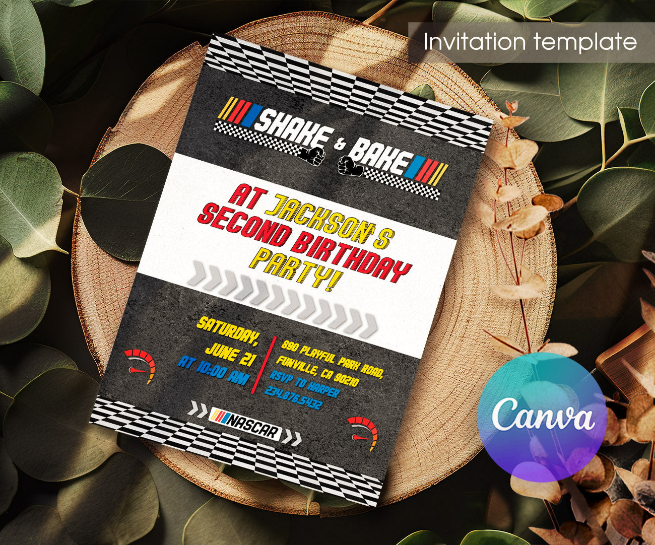 Nascar Racing Ricky Bobby customizable invitation template | Share or Print | boy | VD658