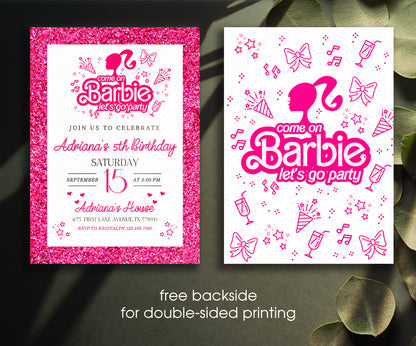 Barbie Pink customizable invitation template | Share or Print | girl | GI556