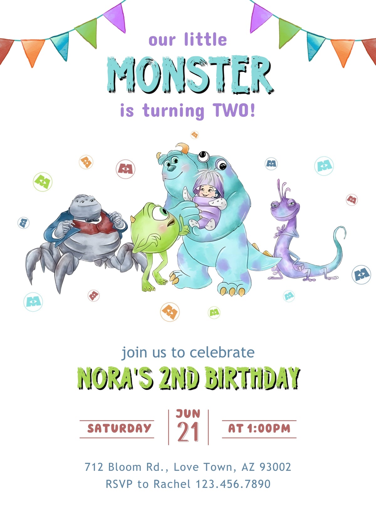 Monsters, Inc. customizable invitation template | Share or Print | JR919