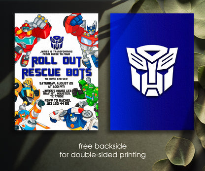 Transformers Rescue Bots customizable invitation template | Share or Print | boy | LC211