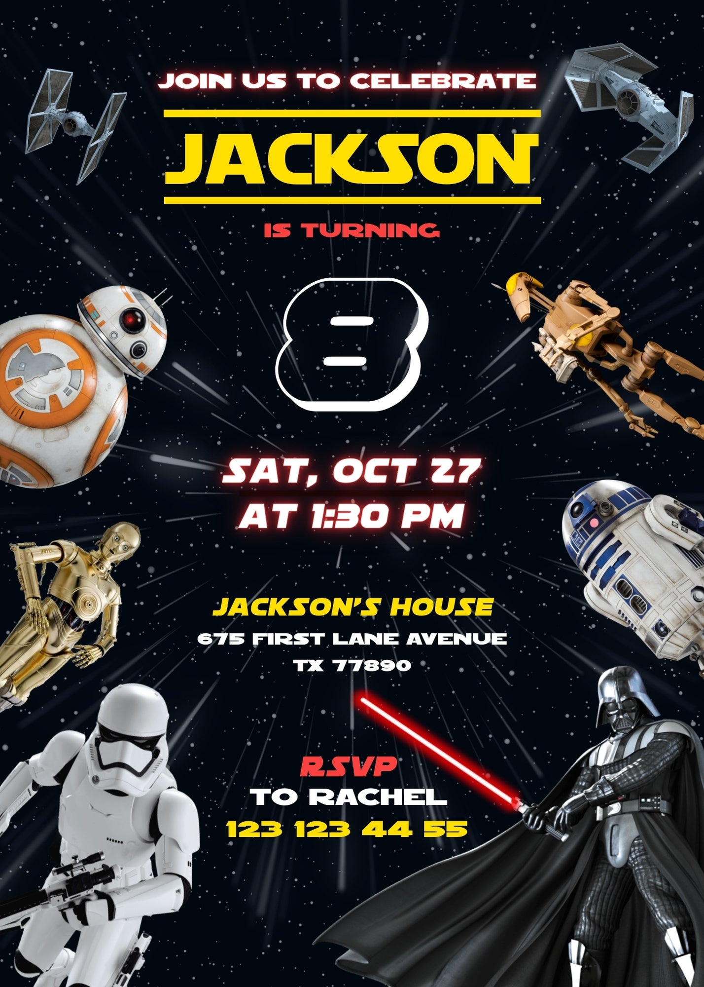 Star Wars Darth Vader customizable invitation template | Share or Print | boy | JK159