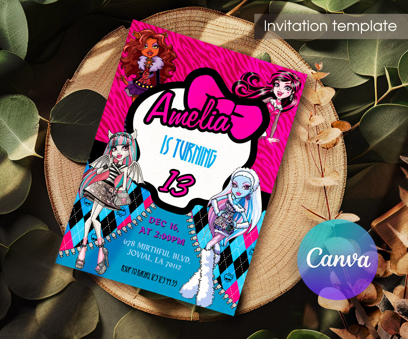 Monster High customizable invitation template | Share or Print | girl | OS938