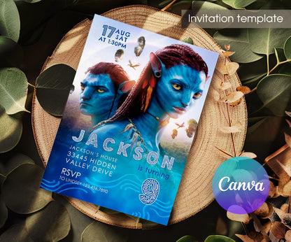 Avatar The Way of Water customizable invitation template | Share or Print | BO056