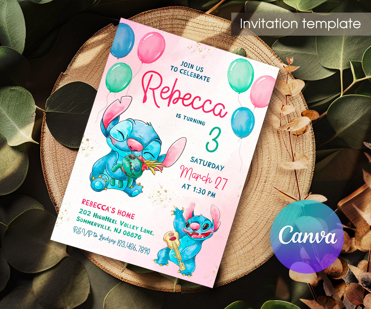 Lilo & Stitch Aloha customizable invitation template | Share or Print | GO514