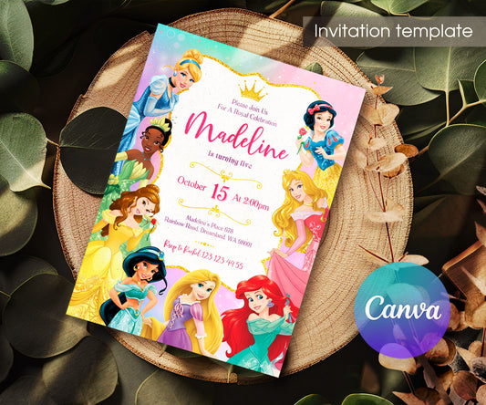 Disney Princess customizable invitation template | Share or Print | girl | WU367