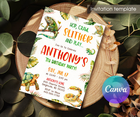 Reptile Lizard Snake customizable invitation template | Share or Print | GN516