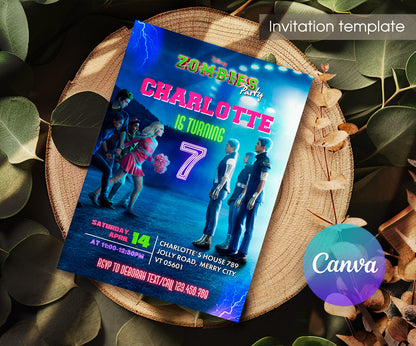 Zombies 3 Halloween customizable invitation template | Share or Print | QC657