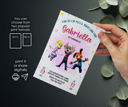 Chuck E. Cheese customizable invitation template | Share or Print | AL190