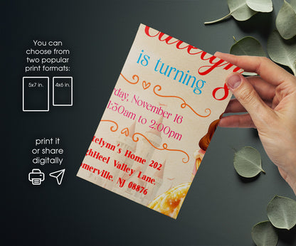 Belle Beauty And The Beast customizable invitation template | Share or Print | girl | OR905