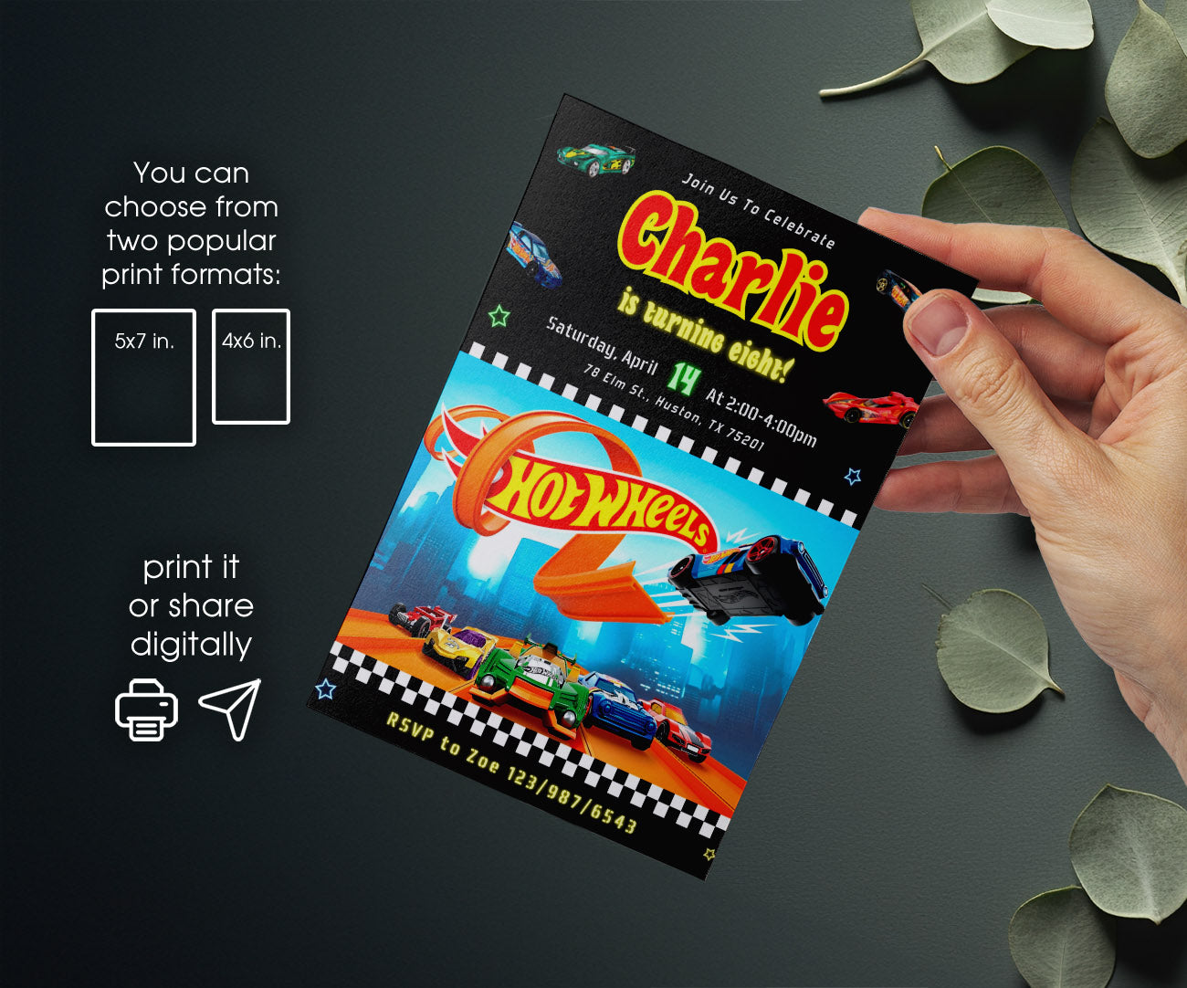 Hot Wheels Racing customizable invitation template | Share or Print | boy | GP773