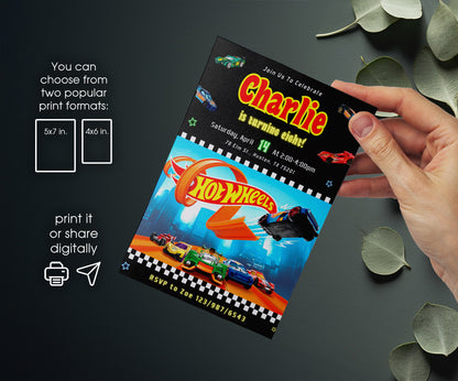 Hot Wheels Racing customizable invitation template | Share or Print | boy | GP773