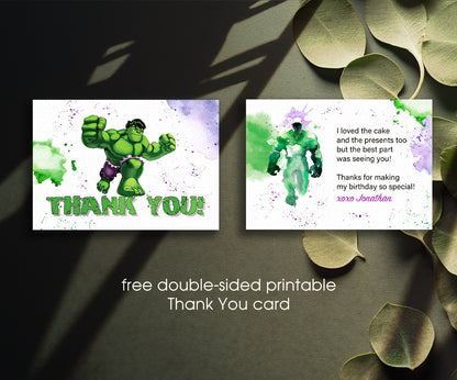 Hulk The Avengers Marvel Superhero customizable invitation template | Share or Print | boy | FC479