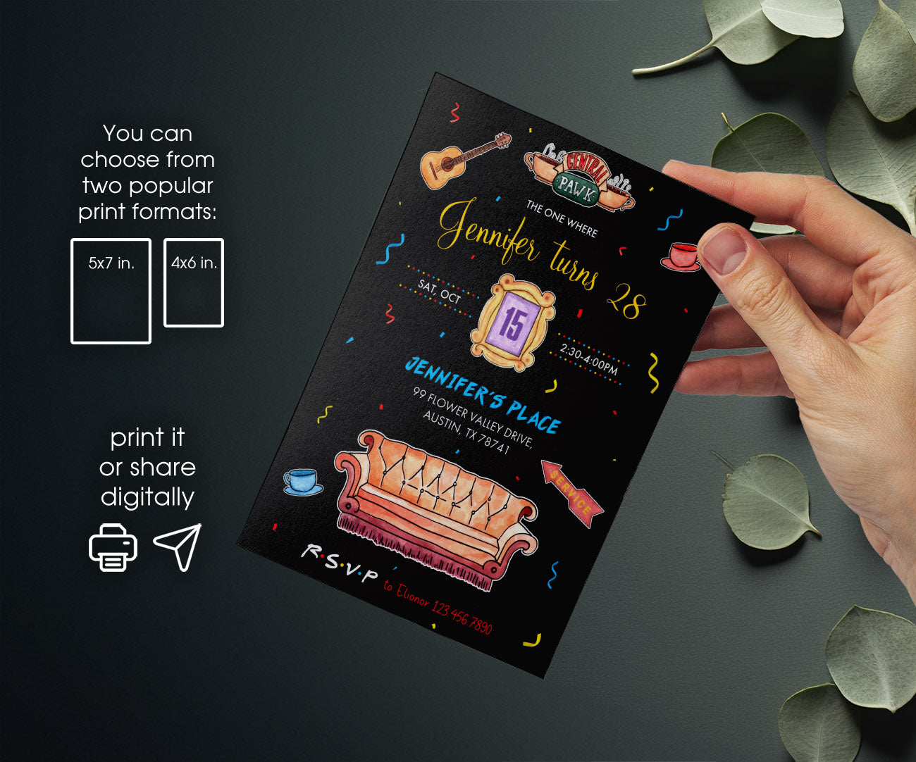 Friends TV Show customizable invitation template | Share or Print | FM031