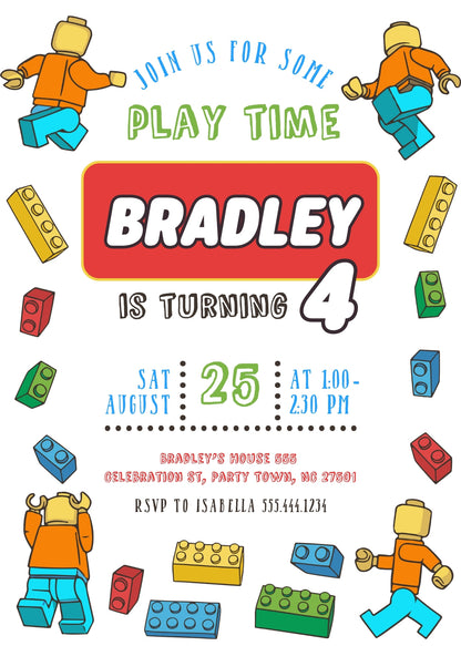 Lego Minifigures customizable invitation template | Share or Print | KE131