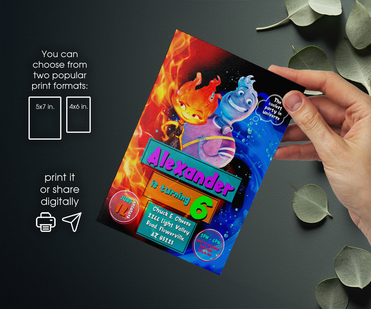 Elemental customizable invitation template | Share or Print | RN736