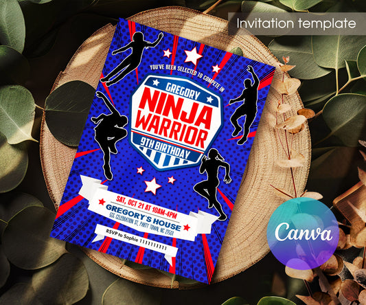 American Ninja Warrior customizable invitation template | Share or Print | PE660