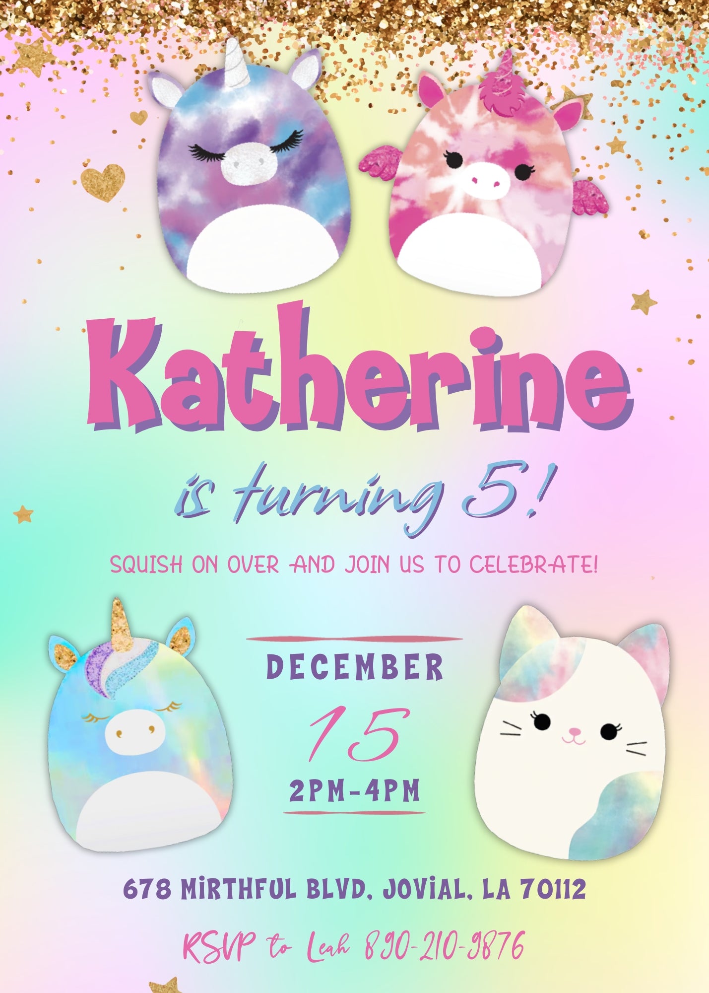 Squishmallows customizable invitation template | Share or Print | BE970