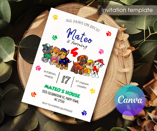 PAW Patrol customizable invitation template | Share or Print | XW947