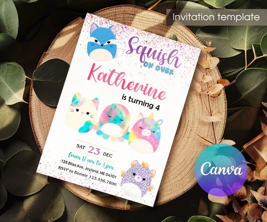Squishmallows customizable invitation template | Share or Print | FZ858