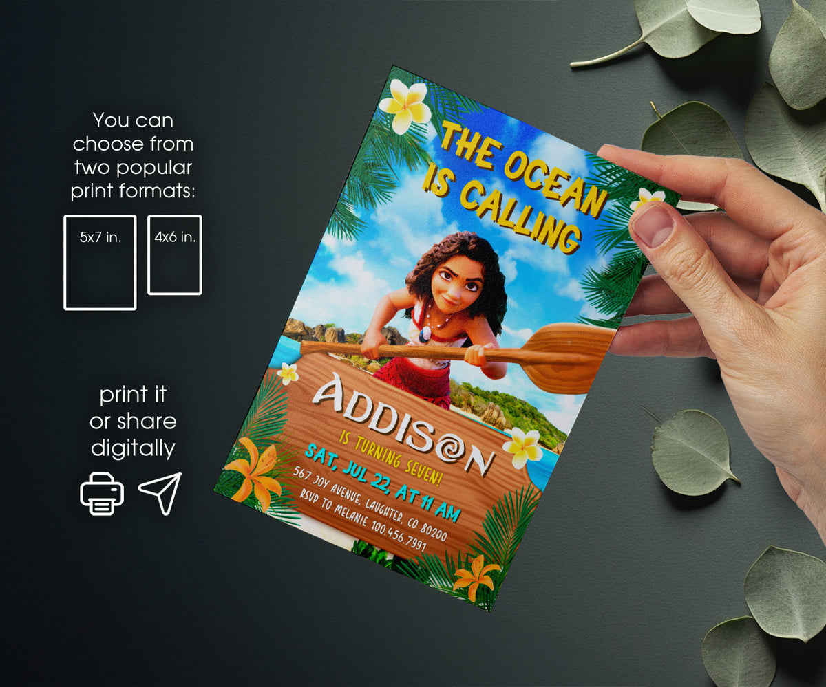 Moana Princess customizable invitation template | Share or Print | girl | FG735