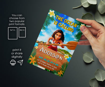 Moana Princess customizable invitation template | Share or Print | girl | FG735