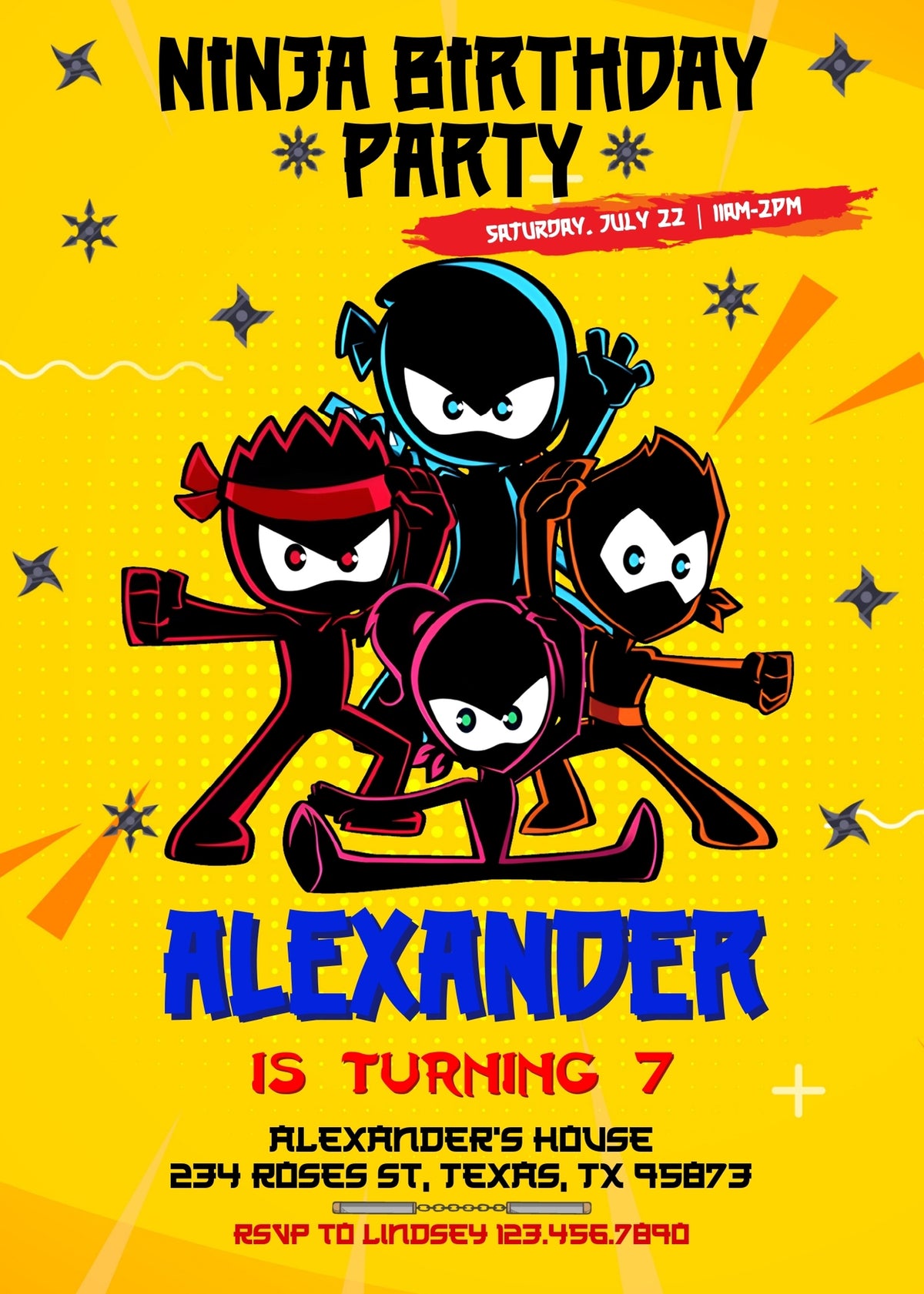 Ninja Kidz TV customizable invitation template | Share or Print | VG250