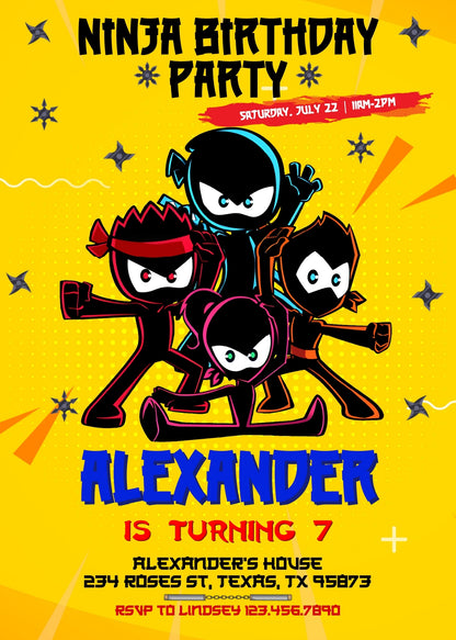 Ninja Kidz TV customizable invitation template | Share or Print | VG250