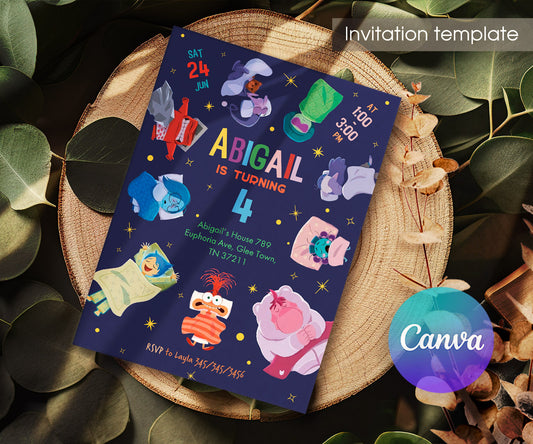 Inside Out 2 customizable invitation template | Share or Print | UP086