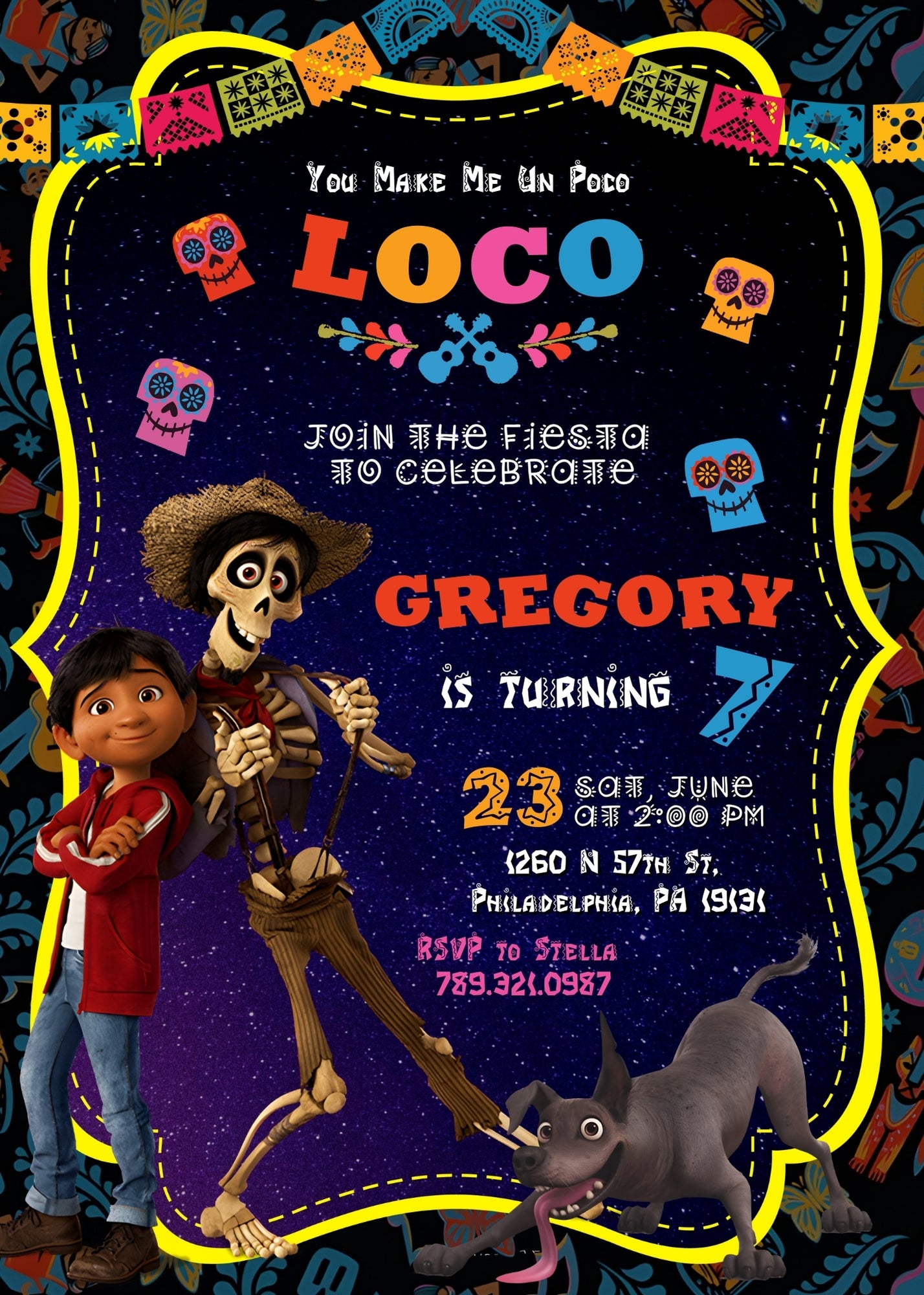 Coco Día Muertos Halloween customizable invitation template | Share or Print | TC554