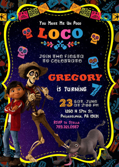 Coco Día Muertos Halloween customizable invitation template | Share or Print | TC554