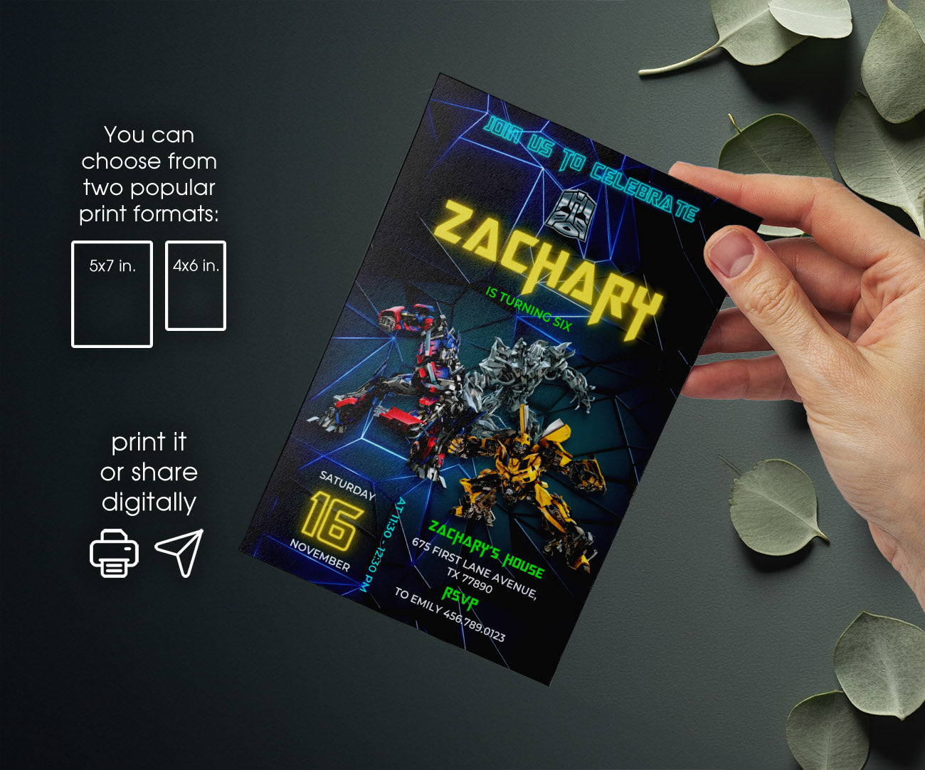 Transformers Rescue Bots customizable invitation template | Share or Print | boy | GO095
