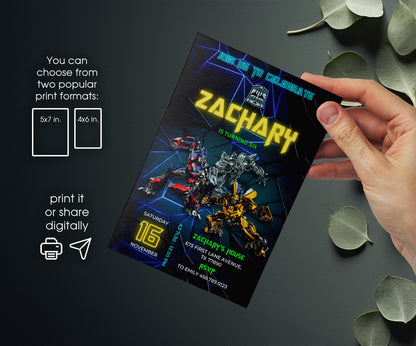 Transformers Rescue Bots customizable invitation template | Share or Print | boy | GO095
