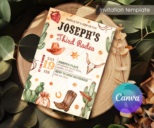 Cowboy Rodeo customizable invitation template | Share or Print | boy | AQ874