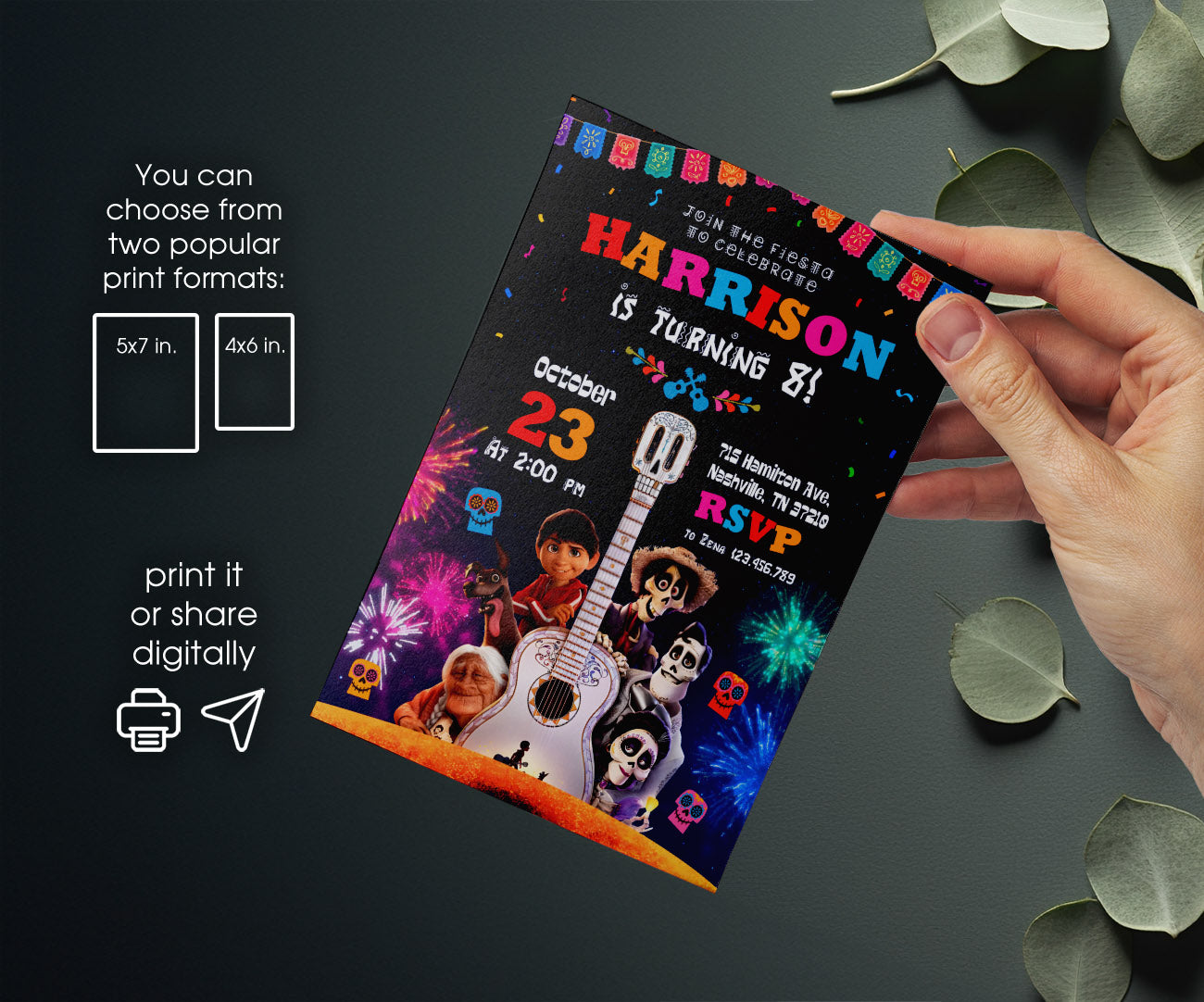 Coco Día Muertos Halloween customizable invitation template | Share or Print | WT638