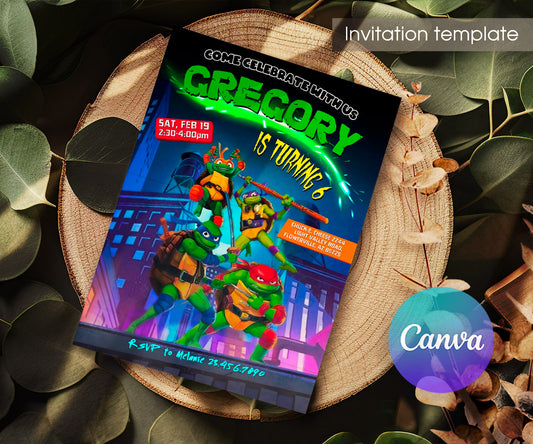 Teenage Mutant Ninja Turtles Mutant Mayhem customizable invitation template | Share or Print | boy | XV996