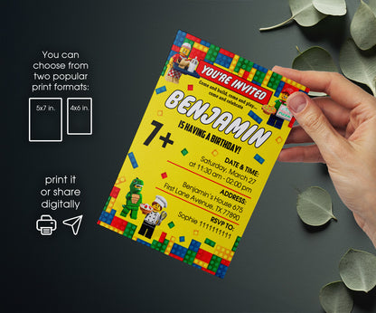Lego Minifigures customizable invitation template | Share or Print | CO171