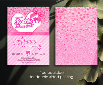 Barbie Pink customizable invitation template | Share or Print | girl | VR814